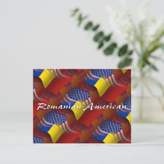 Rumänisch-amerikanische Wave-Flagge Postkarte (Stehend Vorderseite)
