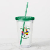 Rumänisch Irish American Flags Kleeblatt personali Acryltrinkbecher (Rückseite)