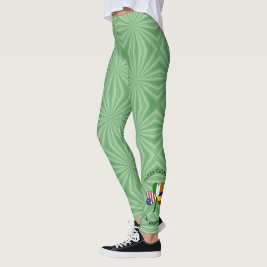 Rumänisch Irish American Flags Kleeblatt personali Leggings (Links)