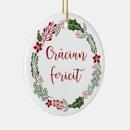Rumänisch Merry Christmas Wreath, Crăciun fericity Keramik Ornament (Rechts)