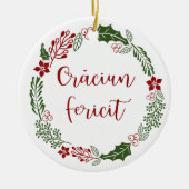 Rumänisch Merry Christmas Wreath, Crăciun fericity Keramik Ornament (Vorne)