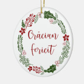 Rumänisch Merry Christmas Wreath, Crăciun fericity Keramik Ornament (Links)