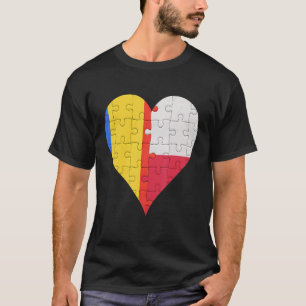 Rumänisch Polnisches Flaggenherz T-Shirt
