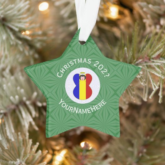 Rumänische Engel-Weihnachtsfahne Personalisiert Ornament (Baum)