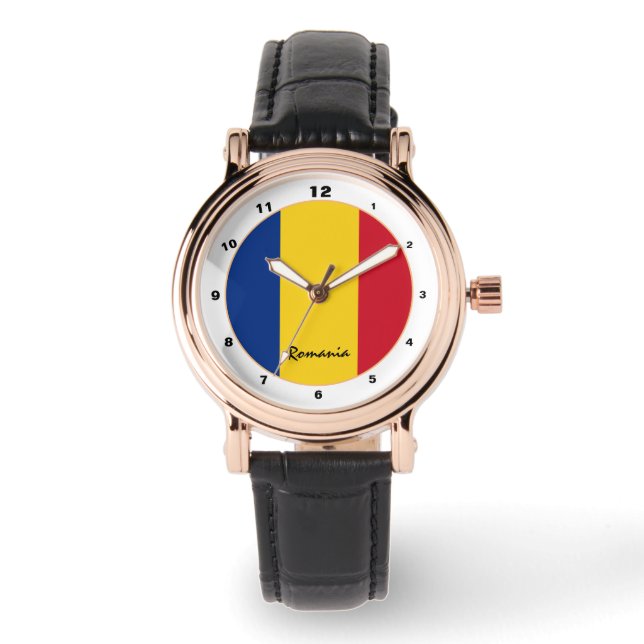 Rumänische Flag & Rumänische Trendmode /Design Armbanduhr (Vorderseite)