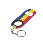 Rumänische Flagge Mini Flaschenöffner (Rückseite Schrägansicht)