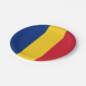 Rumänische Flagge Pappteller (Schrägansicht)