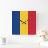 Rumänische Flagge Quadratische Wanduhr (Zuhause)