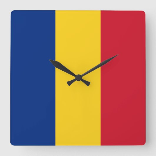 Rumänische Flagge Quadratische Wanduhr (Vorderseite)