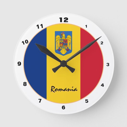 Rumänische Flagge & Rumänien trendy Zuhause / Desi Runde Wanduhr (Vorderseite)
