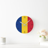 Rumänische Flagge Runde Wanduhr (Zuhause)