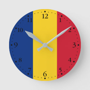 Rumänische Flagge Runde Wanduhr