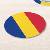Rumänische Flagge Runder Pappuntersetzer (Angewinkelt)