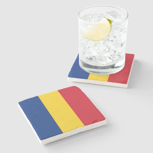 Rumänische Flagge Steinuntersetzer (Seitenansicht)