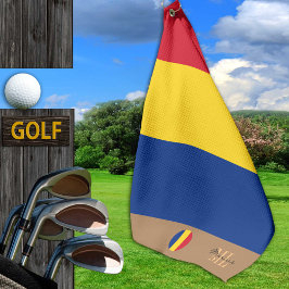 Rumänische Flagge und Rumänien mit Monogramm Golfh Golfhandtuch