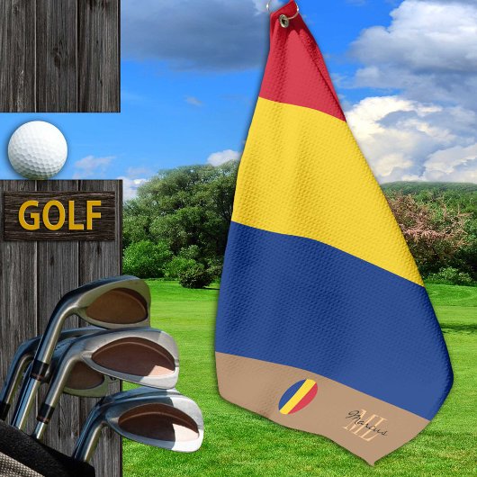 Rumänische Flagge und Rumänien mit Monogramm Golfh Golfhandtuch