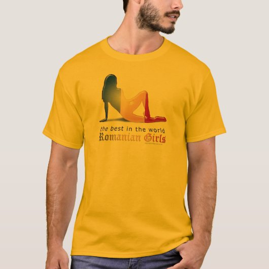 Rumänische Mädchen-Silhouette-Flagge T-Shirt (Vorderseite)