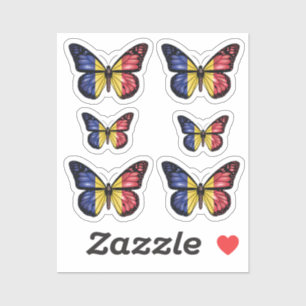 Rumänische Schmetterlingsmonarchflagge Aufkleber