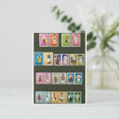 Rumänische Trachten auf Briefmarke Postkarte (Stehend Vorderseite)