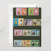 Rumänische Trachten auf Briefmarke Postkarte (Vorne/Hinten)