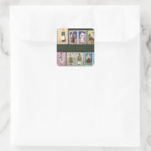 Rumänische Trachten auf Briefmarke Quadratischer Aufkleber (Tasche)