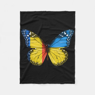 Rumänische Ukrainische Flagge Schmetterling Rumäni Fleecedecke