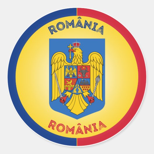 RUMÄNISCHE Wappen-Circle-Form Runder Aufkleber (Vorderseite)