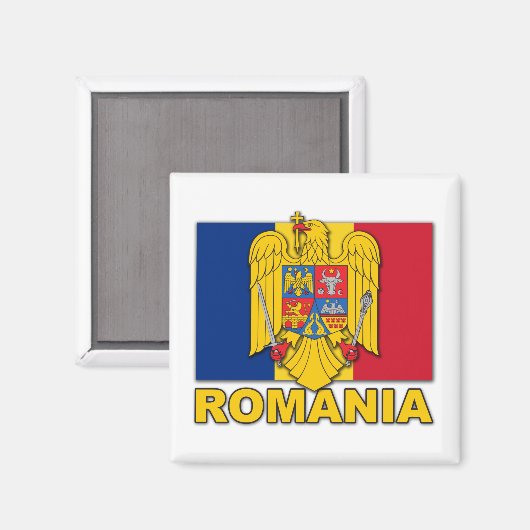 RUMÄNISCHE Wappen-Fahne Magnet (Vorderseite/Rückseite)