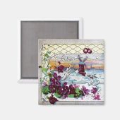 RUMÄNISCHE Winterlandschaft mit Stiefmütterchen Magnet (Vorderseite/Rückseite)