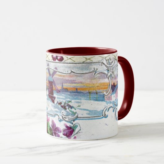 RUMÄNISCHE Winterlandschaft mit Stiefmütterchen Tasse (VorderseiteRechts)