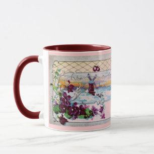 RUMÄNISCHE Winterlandschaft mit Stiefmütterchen Tasse