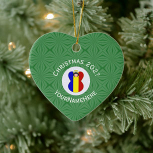 Rumänischer Flagge Weihnachtsengel Name Jahr Herz Keramik Ornament