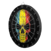 Rumänischer Flaggen-Schädel auf Schwarzem Dartscheibe (Vorderseite rechts)