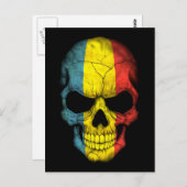 Rumänischer Flaggenschädel auf schwarz Postkarte (Vorne/Hinten)