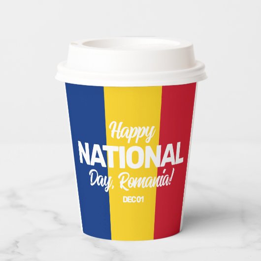 Rumänischer Unabhängigkeitstag Rumänische National Pappbecher (Rückseite)