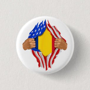 Rumänisches Blut in mir T-Shirt Rumänien-Flagge Button