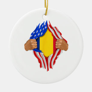 Rumänisches Blut in mir T-Shirt Rumänien Flagge Keramik Ornament