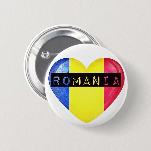 Rumänisches Flaggenherz Button (Vorne & Hinten)
