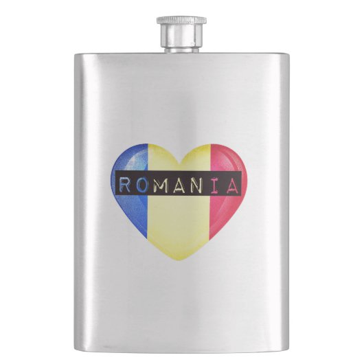 Rumänisches Flaggenherz Flachmann (Vorderseite)