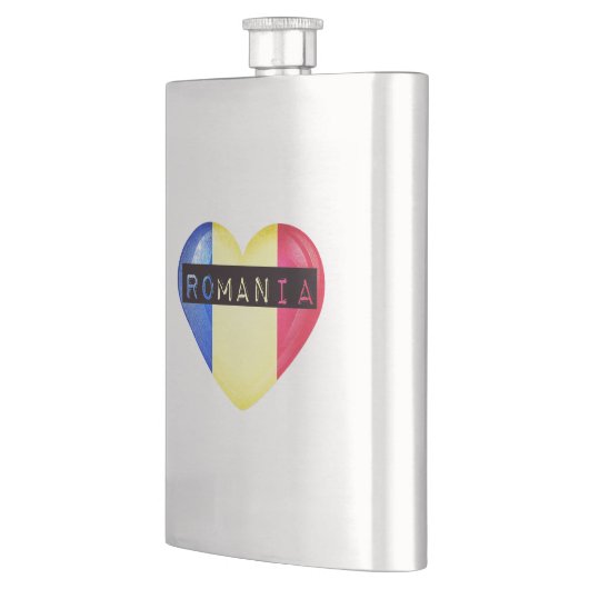 Rumänisches Flaggenherz Flachmann (Links)