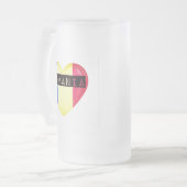 Rumänisches Flaggenherz Mattglas Bierglas (Vorderseite Links)