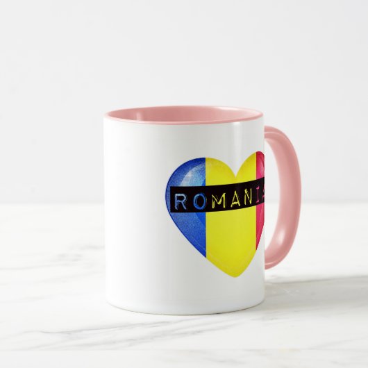 Rumänisches Flaggenherz Tasse (VorderseiteRechts)