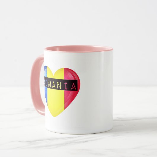 Rumänisches Flaggenherz Tasse (Vorderseite Links)