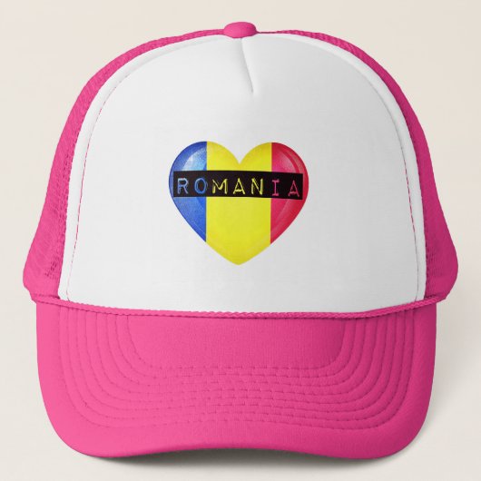 Rumänisches Flaggenherz Truckerkappe (Vorderseite)