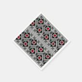 Rumänisches Motiv geometrisch rot und schwarz Serviette (Ecke)