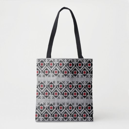 Rumänisches Motiv geometrisch rot und schwarz Tasche (Vorderseite)