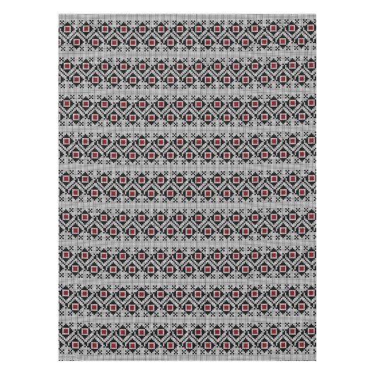 Rumänisches Motiv geometrisch rot und schwarz Tischdecke (Vorderseite)