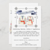 Rumänisches Roots Folk Kostüm Traditionelle Kleidu Einladung (Vorne/Hinten)