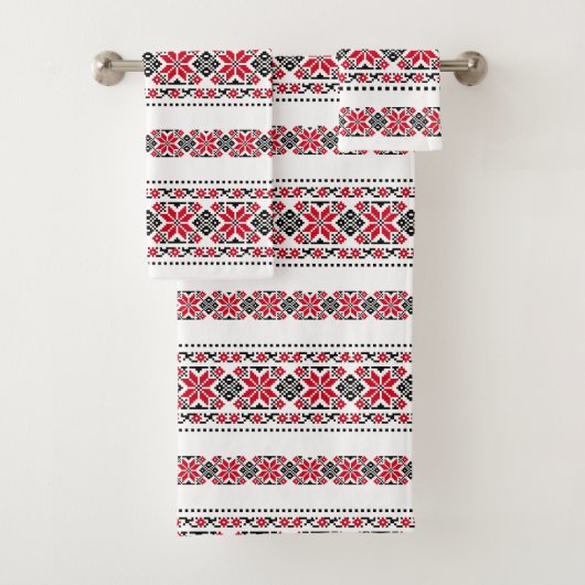 Rumänisches traditionelles Motiv "The Stars" Badhandtuch Set (Insitu)