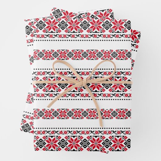 Rumänisches traditionelles Motiv "The Stars" Geschenkpapier Set (Beispiel)